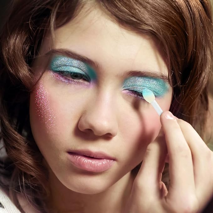 Expressions The Sweet Life Glisten & Glitter Makeup Palette 10 Color Eyeshadow Palette & Blush Makeup Novelty Beauty Set, Fold Out Compact with Mirror,Washable, Non-Toxic-BrightBean Baby