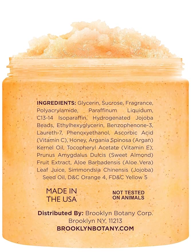 Brooklyn Botany Vitamin C Honey Sugar Scrub for Body 10 oz – Deeply Hydrating and Gently Exfoliating Body Scrub for Women and Men – Moisturizing and Nourishing the Skin-BrightBean Baby