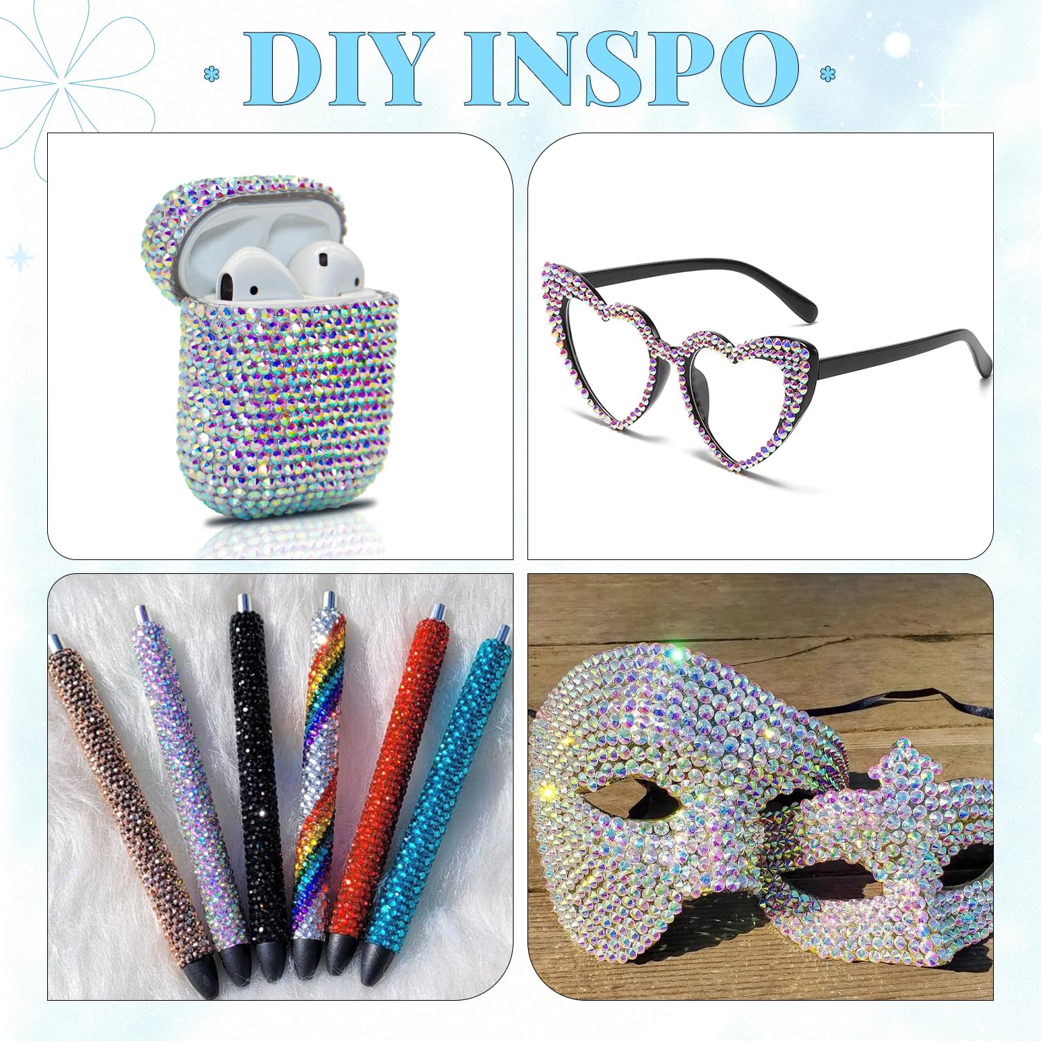 6000Pcs Resin Rhinestones for Bedazzling with 3Pcs B7000 Jewelry Glue, 1 Box AB Flatback Rhinestones for Crafting Crafts DIY, Crystals Gems for Clothing Shoes Tumblers Nail Art Makeup-BrightBean Baby