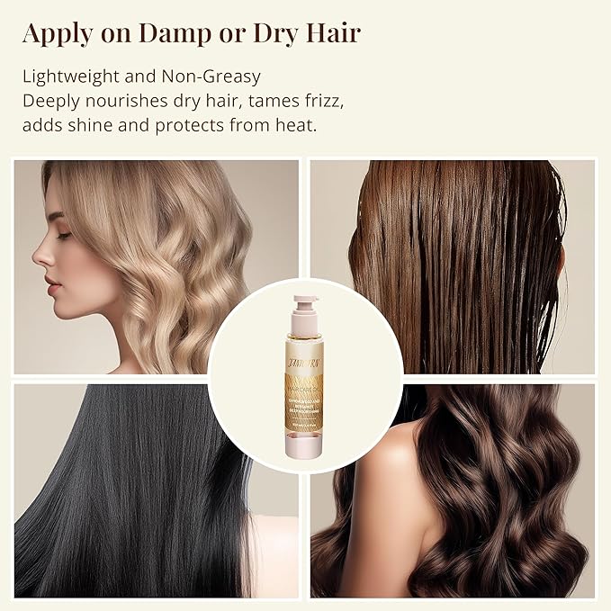 Leave-In Hair Oil with Sandalwood & Bergamot – Natural Essential Oil Aroma, Lightweight Frizz Control & Shine Enhancer for Dry or Damaged Hair – No-Rinse Oil, 3.4 fl oz (100ml)-BrightBean Baby