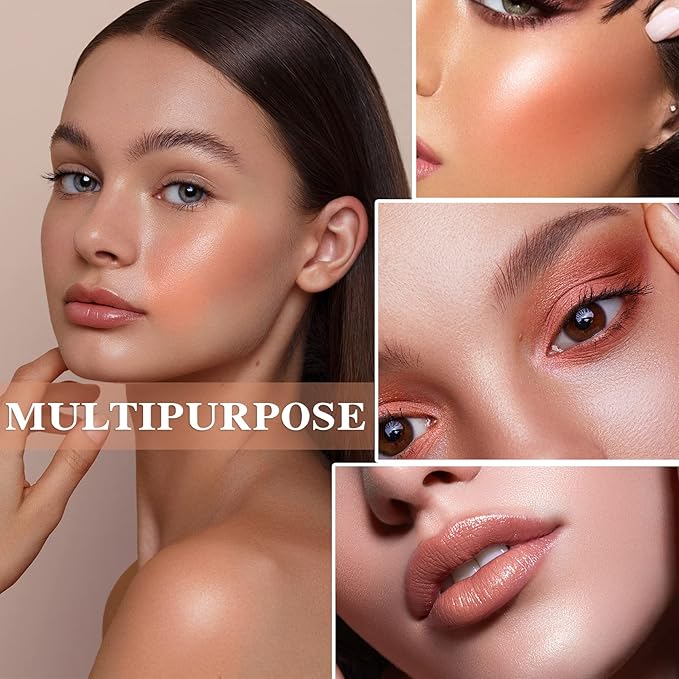 Cream Blush Stick with Brush, Waterproof Opaque Pink Stick Makeup, Full Coverage, Suitable for All Skin, 1.0 Count