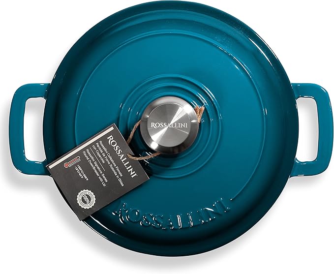 Signature Enameled Cast Iron Dutch Oven, Non-Stick Serving Pot with Tight Fitting Lid for Perfect Roasting, Baking, Sauteing, and Bread Making | 2Q (1.9L) - Ocean Blue