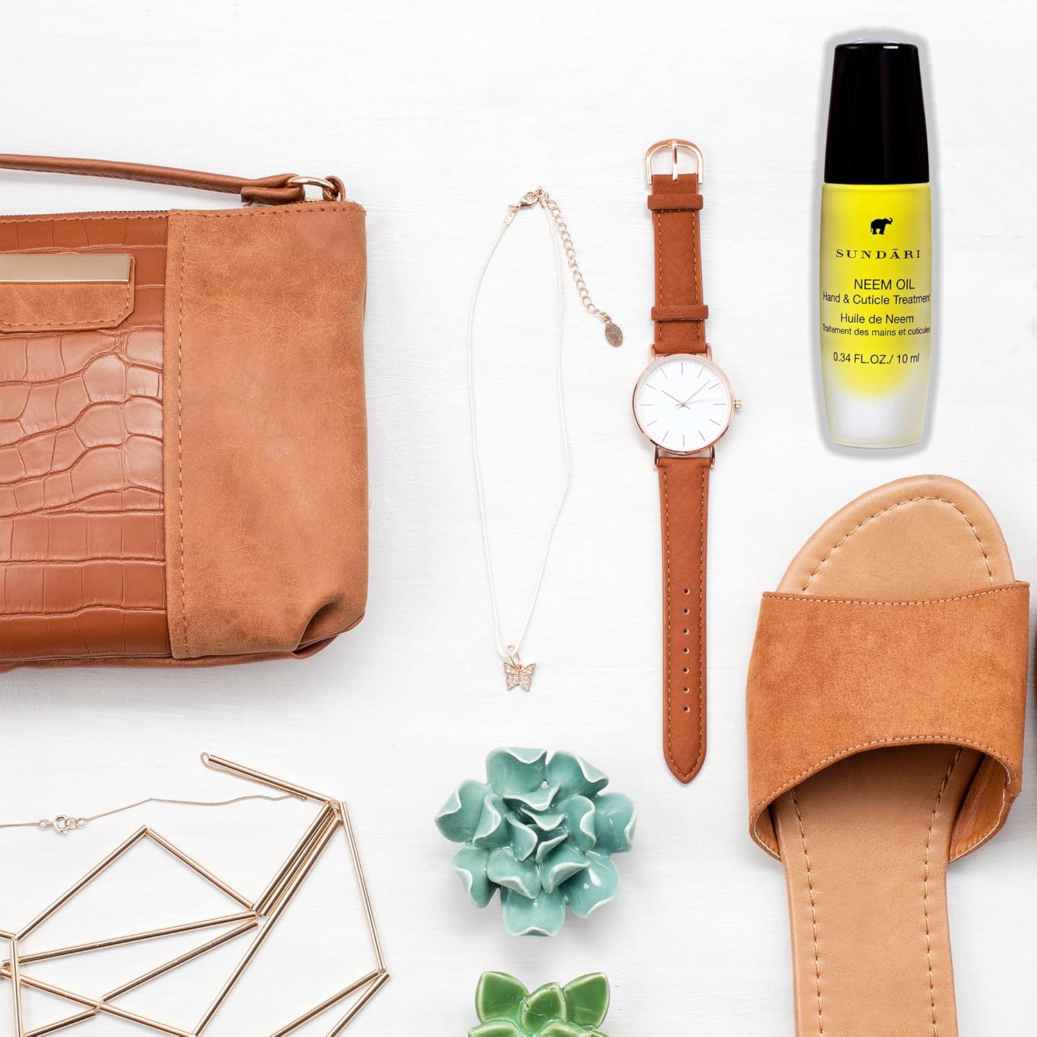 SUNDARI Neem Hand & Cuticle Treatment Oil – 0.34 Fl Oz, Roller for Dry Hands, Nails and Cuticles, Hydrating, Non-Greasy, Pure Plant & Herbal Extracts, Mess-Free Application, Deep Nourishment-BrightBean Baby