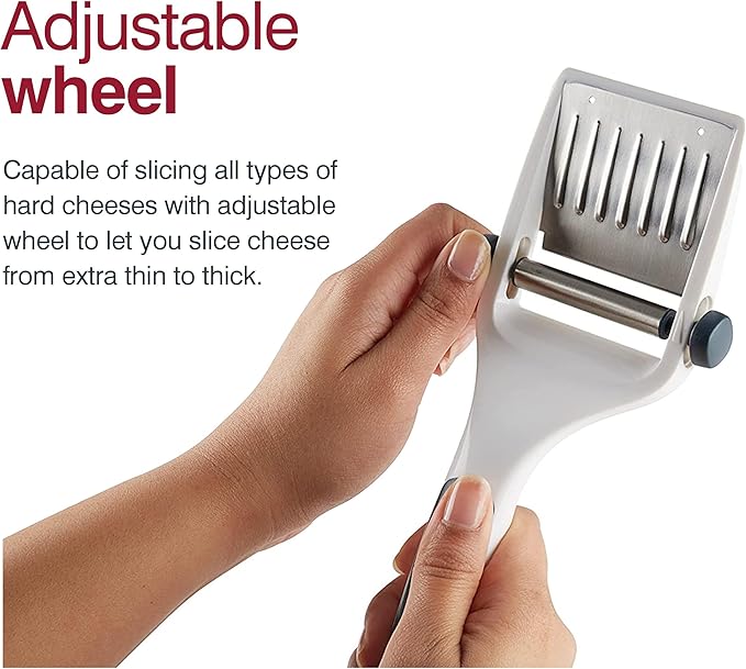 Zyliss Dial & Slice Cheese Slicer - Adjustable, Handheld Cheese Slicer with Stainless Steel Edge and Ergonomic Handle White