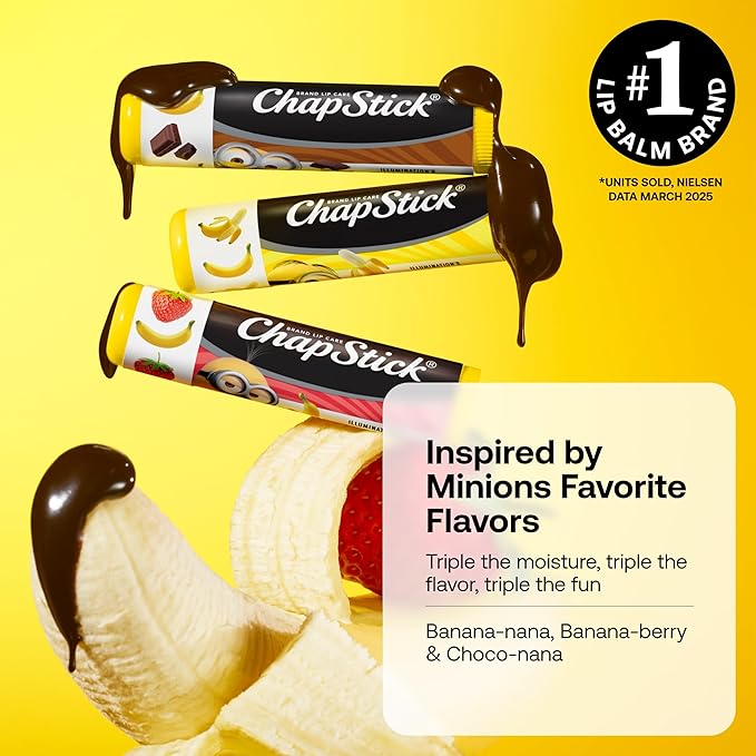 ChapStick Lip Balm, Minions Banana Variety Packs (12 Sticks), Party Favors for Kids, 0.15 Oz Ea-BrightBean Baby