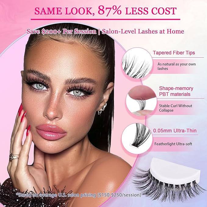 Waltz Lash Clusters Kit - Lash Clusters Lash Extension Kit with Bond and Seal Eyelash Cluster 20D30D40D50D-0.07D Cluster Eyelash Extensions Eyelash Extension Kit DIY at Home-BrightBean Baby