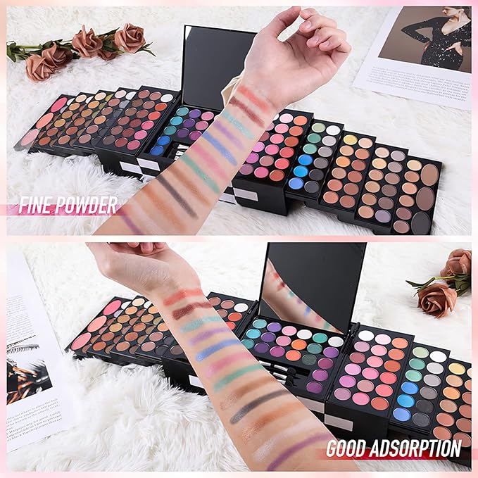 Eyeshadow Palette Cosmetics,Contour Palette Maquillaje Para Mujer,makeup Kit for Women Full Kit,With 142 Color Eyeshadow 3 Color Blush 3 Color Eyebrow Powder…-BrightBean Baby