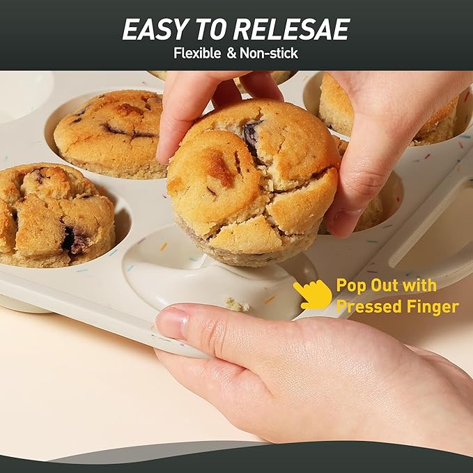 2 Packs 24 Cups Silicone Muffin Pan with Metal Reinforced Frame Mini Size Cupcake Pan Tray Egg Bites Silicone Circle Cookie Molds Muffin Tin Tart Pans Baking Sheet Set for Breakfast Sandwiches