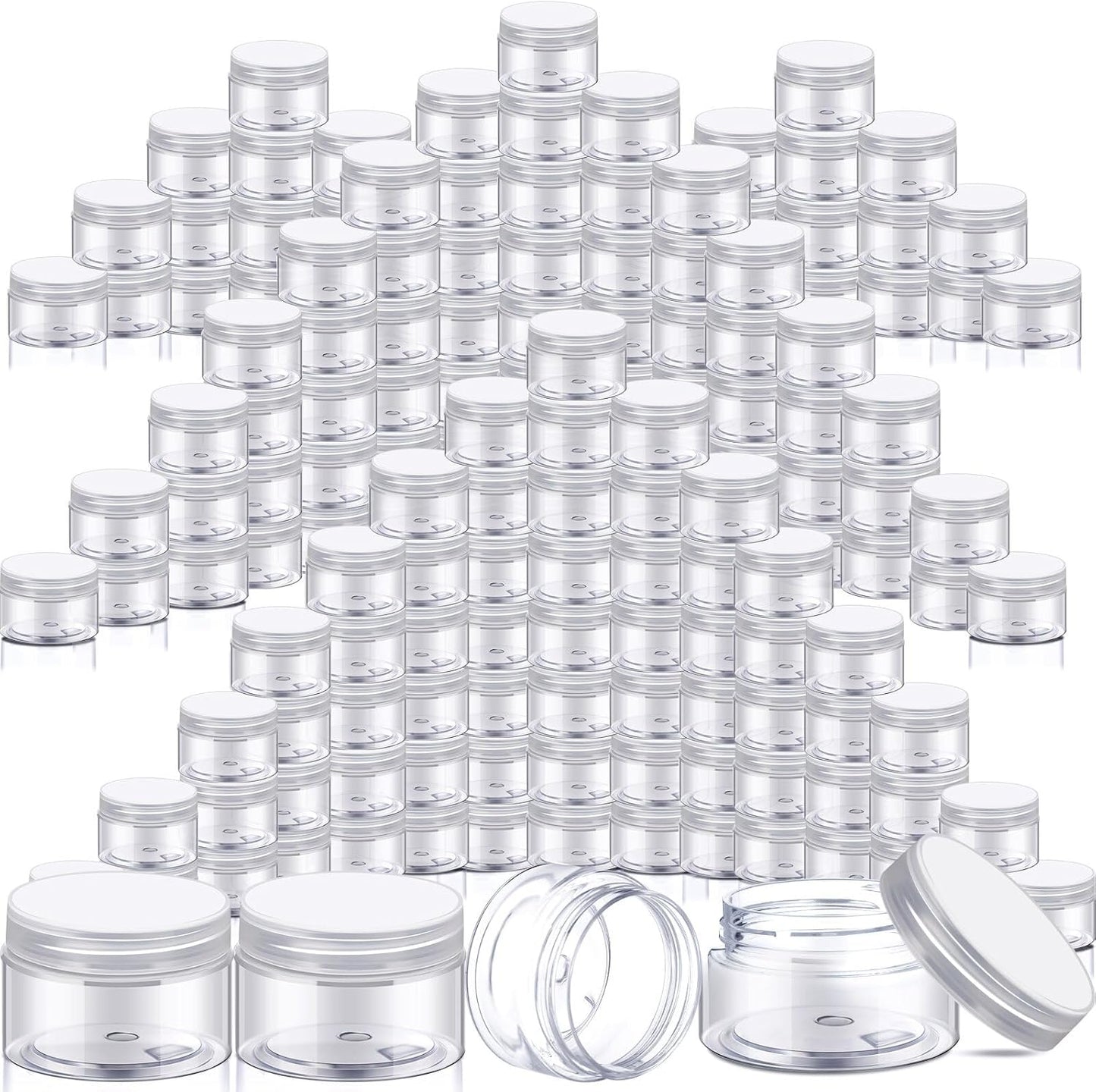 SATINIOR 100 Pcs Plastic Jars with Lids Small Containers Lids Wide Mouth Small Plastic Containers for Lotion Cream Rhinestones Body Butters Travel Storage(8 oz, Clear)-BrightBean Baby