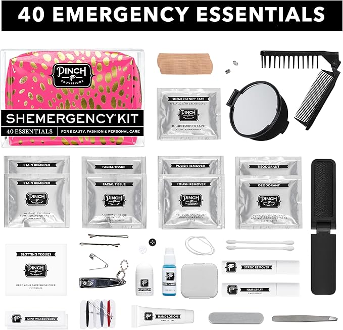Pinch Provisions Shemergency Kit for Her, 40 Emergency Essential Items, Compact, Multi-Functional Pouch, Gift for Women, Birthday, Bachelorette Parties, and More!-BrightBean Baby