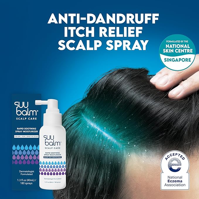 Rapid Itch Relief Anti-Dandruff Scalp Spray Moisturizer, Dry Scalp Spray, Cooling Itchy Scalp Treatment for Flaky Sensitive & Psoriasis, Derm-Formulated. Menthol & 5 Ceramides, 1.35 fl oz-BrightBean Baby
