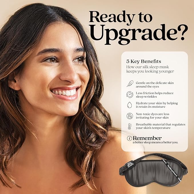 Pure Silk Sleep Mask [100% 6A Mulberry Silk, 22 Momme] Light Blocking Travel Essentials. Eye Masks for Sleeping. Black Oeko-Tex Blindfold. Eye Covers for Men & Women-BrightBean Baby