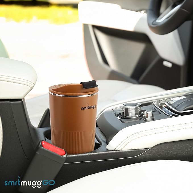 GO Heated Coffee Mug, Travel Mug, 13.5 OZ. Smart Mug, Battery Powered Heated Coffee Mug, Great for Coffee and Tea, Snap on Magnetic Charging Cord, New and Improved (Pumpkin Spice)