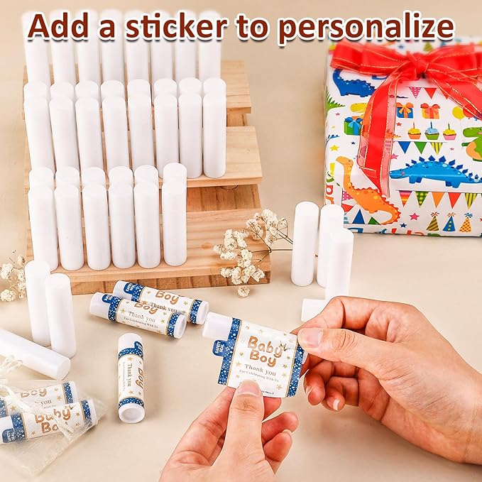 60 Pack Lip Balm Unlabeled, Natural Lip Balm Bulk Blank Tube, Personalized Lip Balm for Party Favors and Gift Basket Filling, Wedding or Baby Shower-5 Flavors-BrightBean Baby