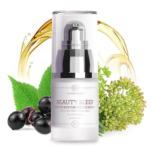 Overnight Eye Serum - Under Eye Serum for Night Time w. Hydrating Elderberry & Sea Fennel Stem Cells, Reduces Under-Eye Bags & Wrinkles, Anti-Aging Eye Serum-BrightBean Baby