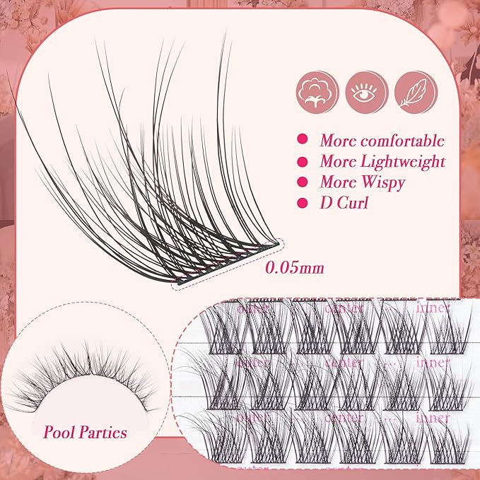 Lash Clusters - Dark Brown Lashes 360PCS Natural Wispy Fluffy Eyelash Clusters 8-16 MM Eyelash Extensions D Curl Faux Mink Lash Extensions DIY at Home-BrightBean Baby
