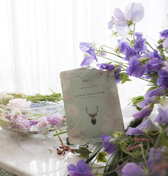 Catherine Muller Floral Hand Mask 8 Pairs, Moisturizing Gloves for Dry Hands with Elder Flower & CICA, Repairing and Nourishing Hand Care Treatment for Cracked, Rough, and Dry Skin-BrightBean Baby