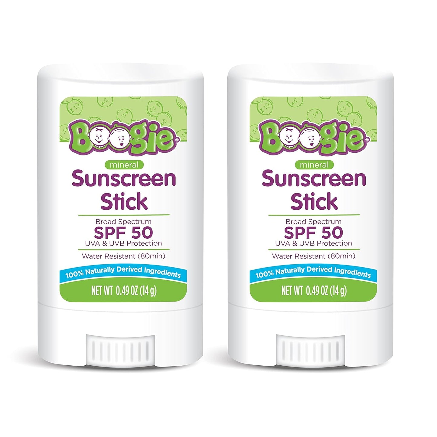 Baby Sunscreen Stick by Boogie Block, Mineral Sunscreen SPF 50, FSA/HSA Eligible, Travel Size Sunblock for Kids, Zinc Oxide, Water Resistant, Vegan, Fragrance Free Pack of 2-BrightBean Baby