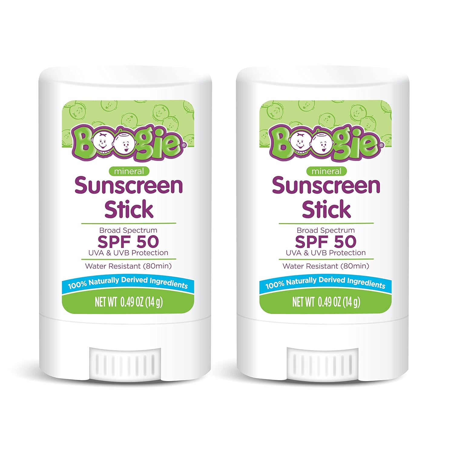 Baby Sunscreen Stick by Boogie Block, Mineral Sunscreen SPF 50, FSA/HSA Eligible, Travel Size Sunblock for Kids, Zinc Oxide, Water Resistant, Vegan, Fragrance Free Pack of 2-BrightBean Baby
