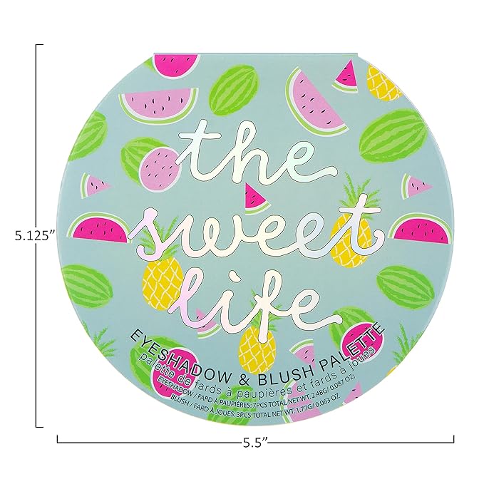 Expressions The Sweet Life Glisten & Glitter Makeup Palette 10 Color Eyeshadow Palette & Blush Makeup Novelty Beauty Set, Fold Out Compact with Mirror,Washable, Non-Toxic-BrightBean Baby