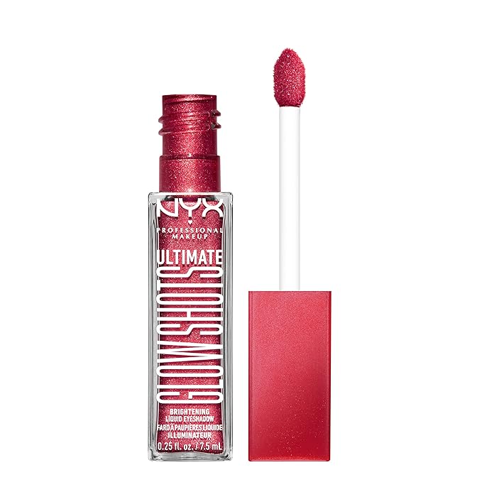 NYX PROFESSIONAL MAKEUP Ultimate Glow Shots, Liquid Eyeshadow, Long-Lasting Shimmer Eye Shadow with Vitamin C - Raspberry Rave-BrightBean Baby