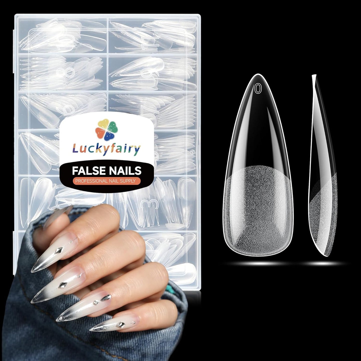 Long Stiletto Nail Tips: 240pcs Long Almond Matted Stiletto Gel Nail Tips No C Curve False Acrylic Fake Nails Full Cover Press On Nails Extensions DIY Home Salon 12 Sizes-BrightBean Baby