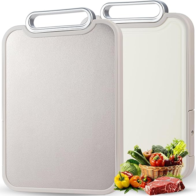 Titanium Cutting Board for Kitchen – Dual-Sided Pure Titanium & PP Surface, Non-Slip, Rust-Proof, Odor Resistant, Dishwasher Safe Premium Chopping Board for Meat & Vegetables