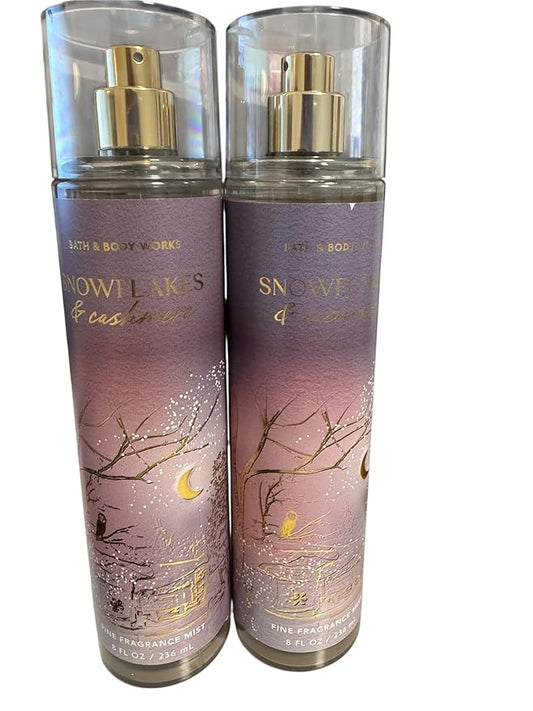 Bath and Body Works Snowflakes & Cashmere Fine Fragrance Mists Set Of 2 8 oz. Bottles (Snowflakes & Cashmere)-BrightBean Baby
