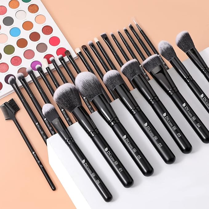 DUcare Professional Makeup Brushes Set 27Pcs Makeup Brush Set Premium Synthetic Kabuki Foundation Blending Face Powder Blush Concealers Eye Shadows Brushes-BrightBean Baby