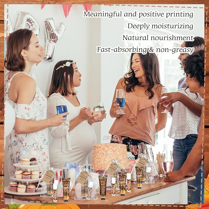 50 Sets 200 Pcs Baby Shower Hand Lotion and Lip Balm Gift Theme Baby Shower Party Favors Travel Size Hand Lotion and Lip Balm Bulk with Organza Bags Tags(Rustic Pumpkin)-BrightBean Baby