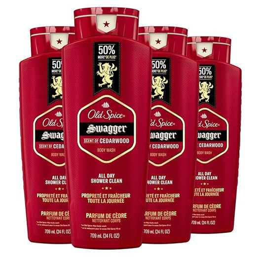 Old Spice Swagger Scent of Confidence, Body Wash for Men, 24 fl oz (Pack of 4)-BrightBean Baby