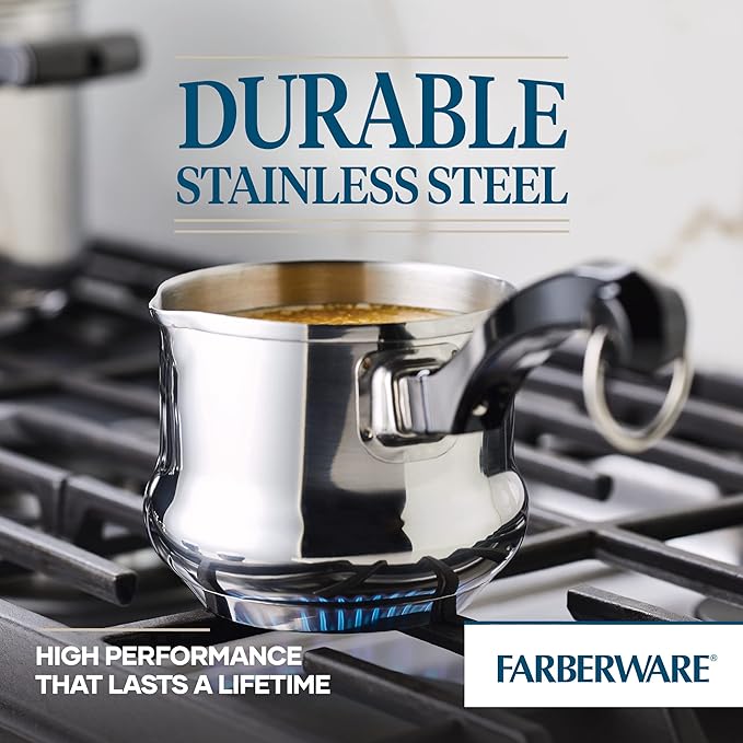Farberware Classic Stainless Steel Butter Warmer 0.63 Qt - Melting Pot with Pour Spout
