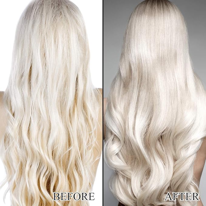 L LUSETA Color Brightening Purple Shampoo and Conditioner Set for Blonde and Gray Hair, Infused with Cocos Nucifera Oil to Help Nourish, Moisturize and Condition Hair, 2x33.8oz-BrightBean Baby