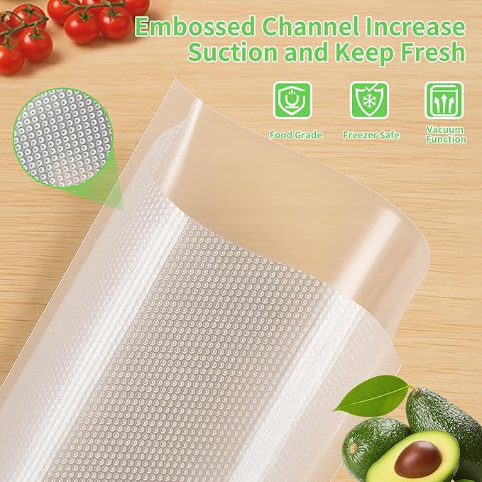 MakMeFre 200 Pint Size 6" x 10" Vacuum Sealer Bags with BPA Free and Heavy Duty,Great for Food Storage Vaccume Sealer PreCut Bag