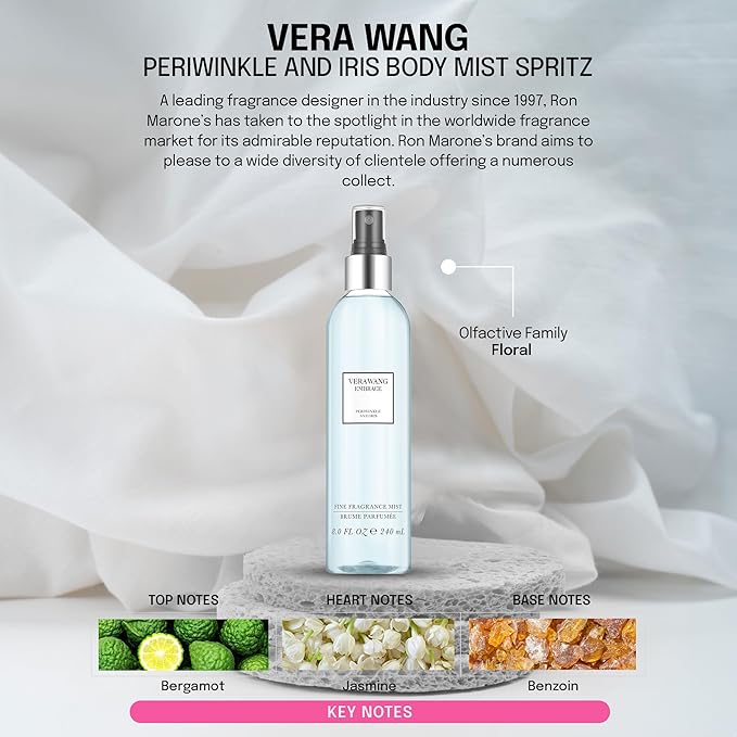 Vera Wang Embrace Periwinkle and Iris Body Mist 8.4 fl oz (Pack of 1), Notes of Bergamot, Periwinkle, and Vanilla, Women's Fragrance, Long Lasting, Everyday Fragrance-BrightBean Baby