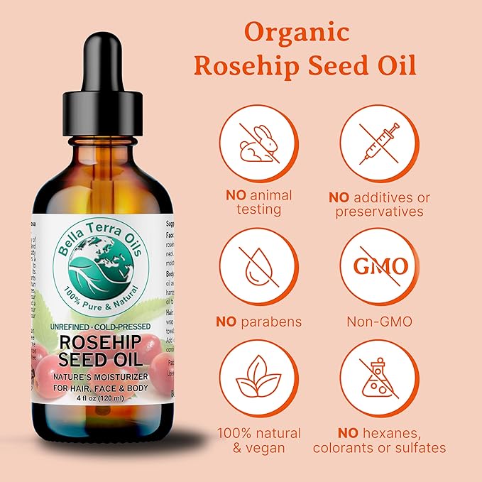 Bella Terra Oils Pure Rosehip Seed Oil – 1 gallon, Nourishing, Hydrating, Rejuvenating, Rich in Vitamins, Enhances Hair and Skin Health-BrightBean Baby