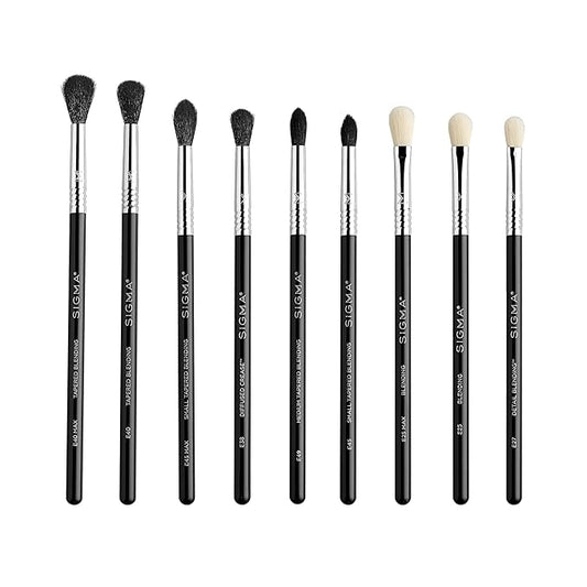 Sigma Beauty Deluxe Blending Brush Set – Professional Grade Eyeshadow Brush Set with 9 Full Size Blending Brushes Featuring Extra Soft Fibers for Precise, Controlled, & All-Over Eyeshadow Blending-BrightBean Baby