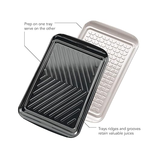 Tovolo Prep & Serve BBQ Trays Pack of 2 (Large - Black/White) - Serving Trays for Kitchen, Grill, Meal Prep, Smoker, Griddle, Barbeque, & More/BPA-Free & Dishwasher-Safe