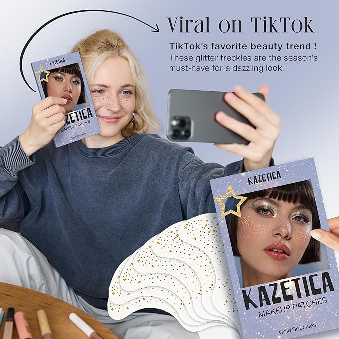 Glitter Freckles Face Tattoo, 10 Pcs Silver Face Glitter Freckles for Women, Festival Outfits for Women Rave Accessories Fake Tattoos, Sparkle Makeup Patches, Waterproof Speckles Patches,Mini Makeup-BrightBean Baby