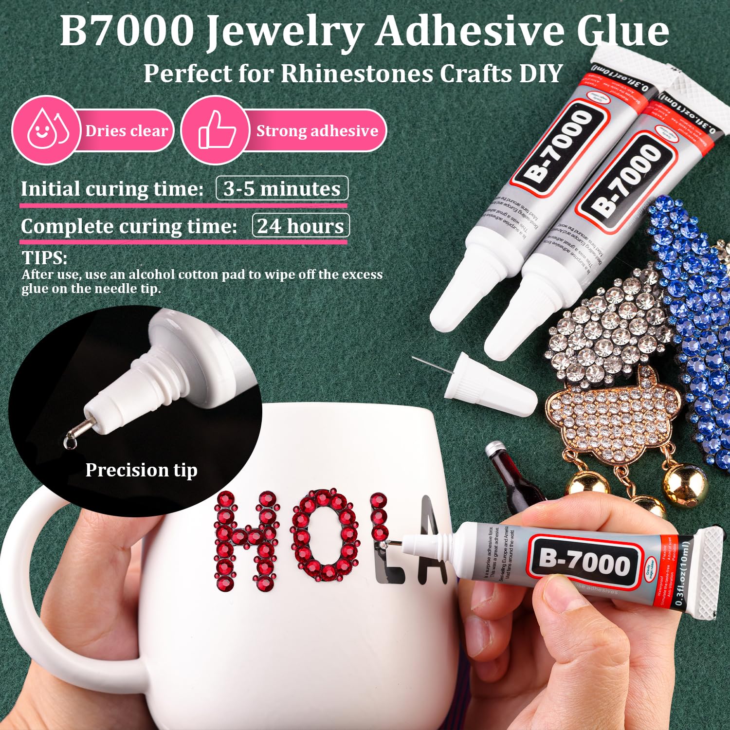 Resin Rhinestones for Crafting with B7000 Jewelry Glue, 2 Boxes Dark Red Flatback Crystals with 3Pcs 10ml Glue for Bedazzling Crafts DIY Nail Art Makeup, Gems for Clothing Shoes-BrightBean Baby
