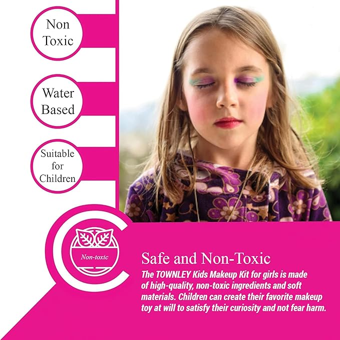 LOL Surprise Cosmetic Compact Set Includes Mirror, 14 Lip glosses, 8 Eye Shadow, 4 Blushes & 4 Brushes Safe & Non-Toxic Colorful Portable Foldable Makeup Beauty Kit for Girls, Townley Girl-BrightBean Baby