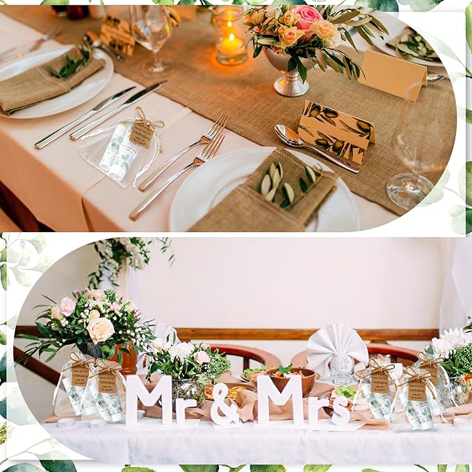 200 Pcs Baby Shower Wedding Party Favors Gift Set, 50 Pcs Baby Shower Hand Cream and 50 Lip Balm for Wedding Bridesmaid Guests Gift Supplies with 50 Organza Bag 50 Thank You Tag(Eucalyptus)-BrightBean Baby