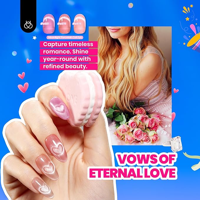 Beetles Cat Eye Gel Nail Polish Set-36 Colors Red Purple Brown Green Burgundy Magnetic Gel Nail Polish with Base Gel Glossy Matte Top Coat Magnet,Soak off UV Nail Gel DIY Nail Art Gift for Women-BrightBean Baby