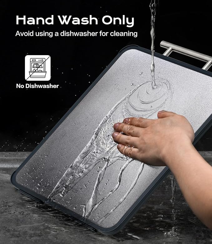 Titanium Cutting Board for Kitchen, Double Sided Non Toxic Cutting Board with Grinding Zone, Food-Grade Metal Chopping Board Pure Titanium & Wheat Straw PP Space Saving (14.5”×11”, 1 PC)