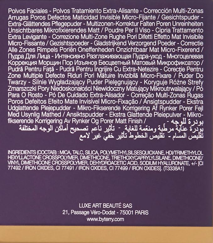 By Terry Hyaluronic Tinted Hydra-Powder, Non-Drying Loose Face Setting Powder, Blur Imperfections & Mattify, Medium Fair, 0.35 oz-BrightBean Baby