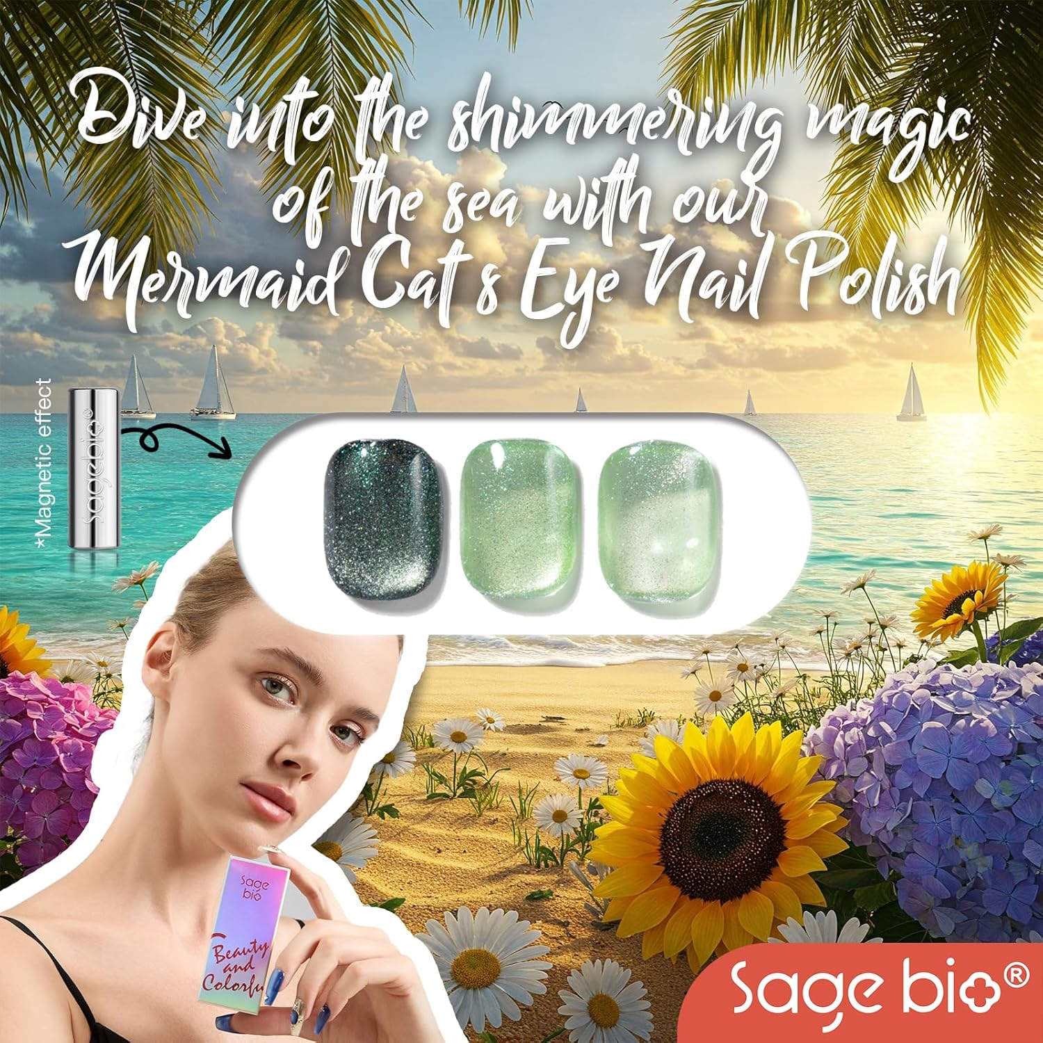 Cat Eye Gel Nail Polish, 15ml Magnetic Gel, High-Gloss Finish, Long-Lasting, DIY Manicure Kit with Magnet Stick, Stunning 3D Magnetic Effect, 03-BrightBean Baby