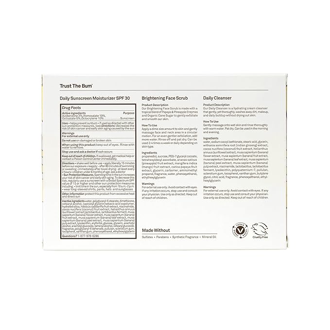 Sun Bum Skin Care Travel Essentials Kit | Cleanse, Brighten, Moisturize, Protect with Daily Cleanser, Brightening Face Scrub, and Daily Sunscreen Moisturizer | Includes Aloha Collection Travel Pouch-BrightBean Baby