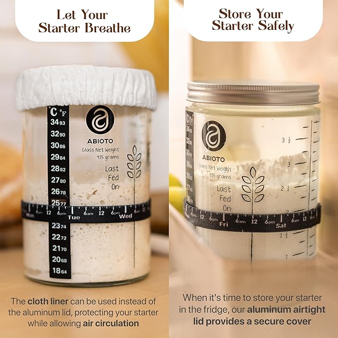 Sourdough Bread Baking Supplies and Starter Kit - Ultimate Bread Making and Sourdough Starter Kit with Proofing Baskets, Sourdough Jar, Bread Lame, Scrapers & Danish Whisk