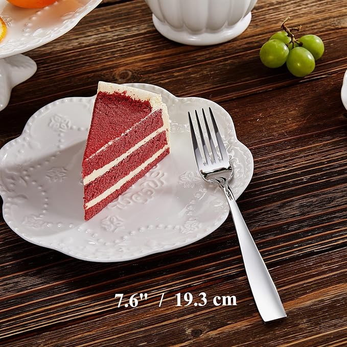 KEAWELL Premium 4-Piece Louis Salad Fork, 18/10 Stainless Steel, Set of 4, Fine Fork Set with Squared Edge, Dishwasher Safe (7.6 inches)