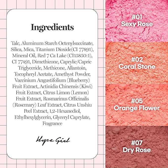 Hope Girl 3D Powder Blusher 0.17oz | Skin-Loving Korean Mini Blush for Cheeks and Eye Makeup w/Allantoin | K Beauty Cool Toned Vibrant Sunkissed Fine Powder Makeup Blush Cosmetics (#02 Coral Stone)-BrightBean Baby